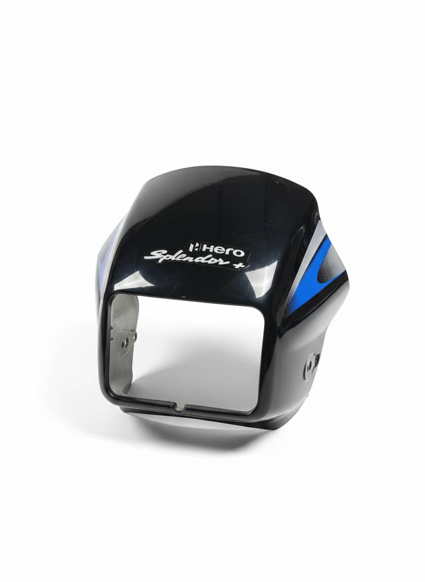 Splendor Plus Head Light Visor New Model Black With Blue Sticker Genuine Visor VSP  replacement bike spare part